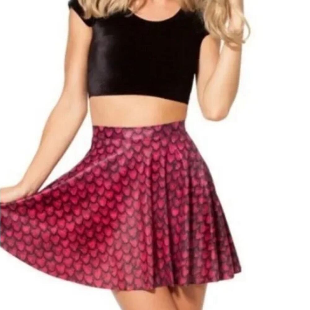 Blackmilk Red Mini Skater Skirt with Pleats for Casual Night Out